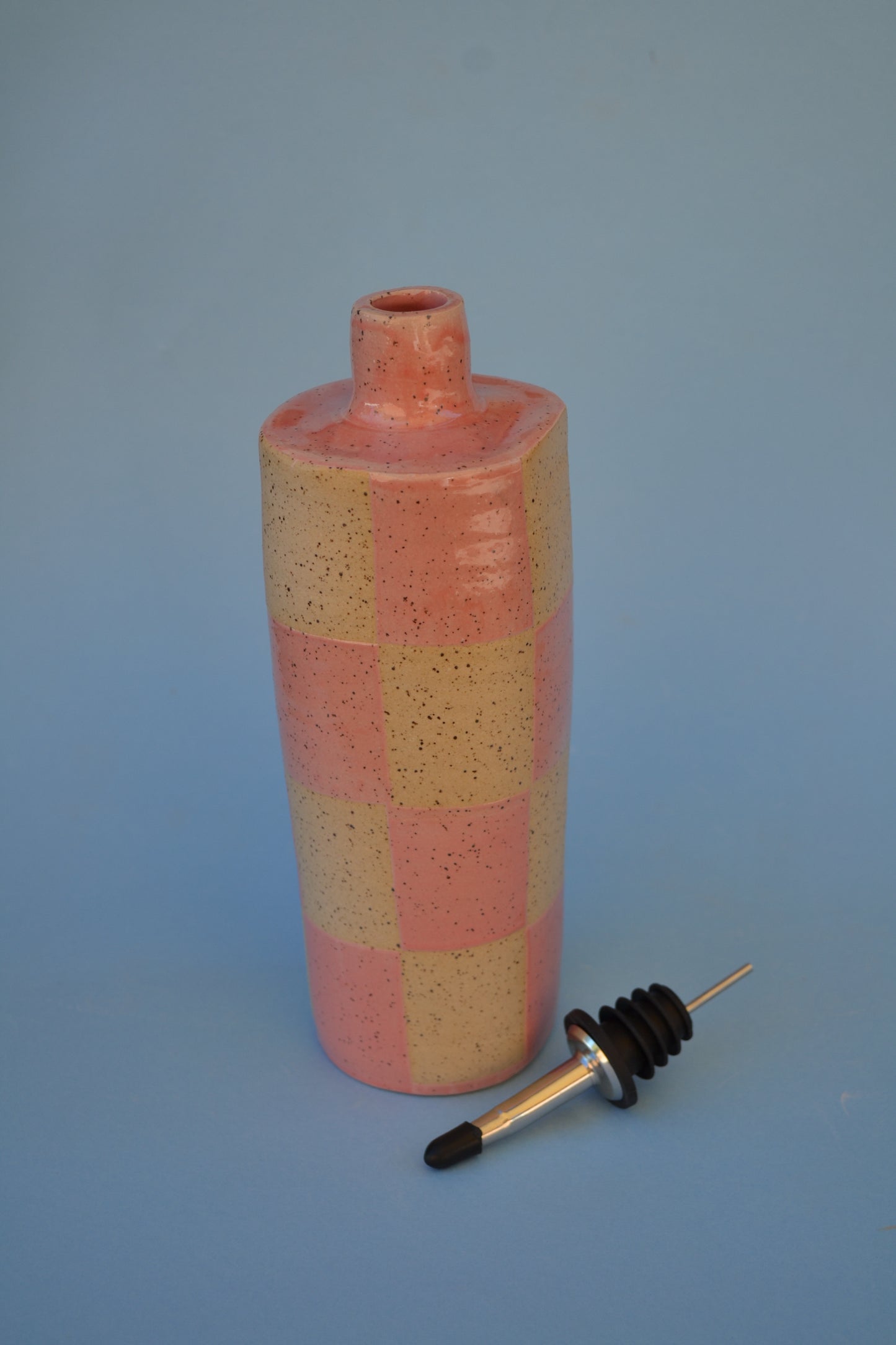 Checkered Pink Oil Bottle