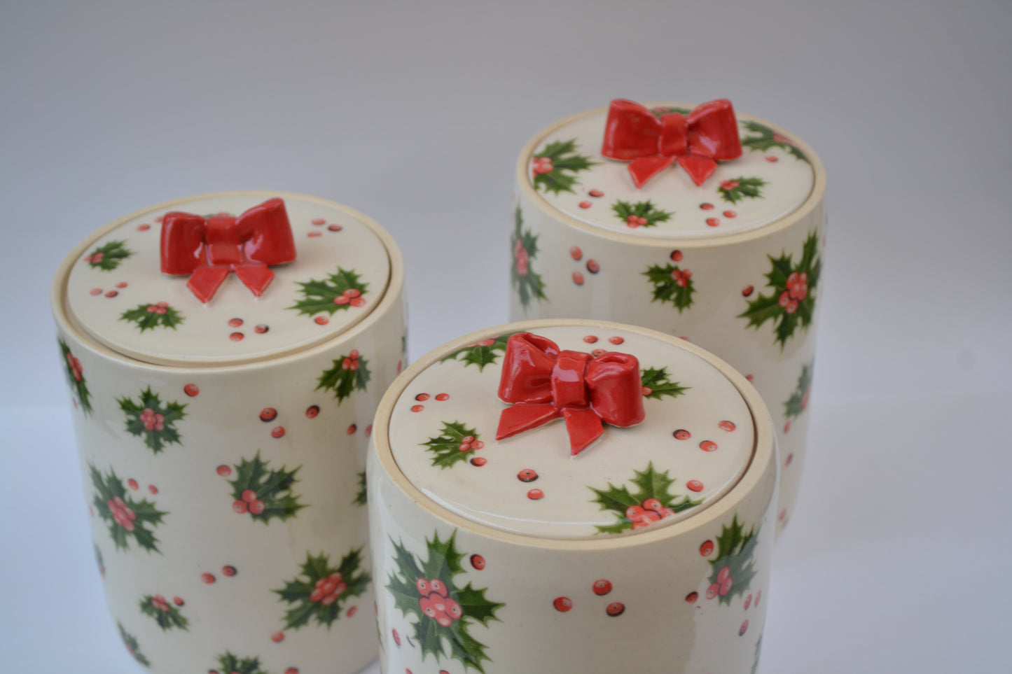 Holly Bow Candy Jar