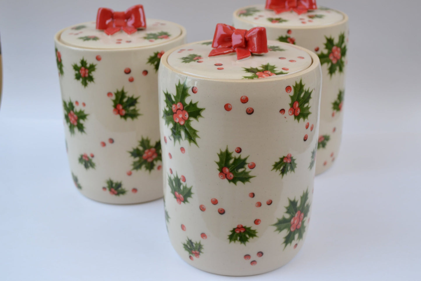 Holly Bow Candy Jar