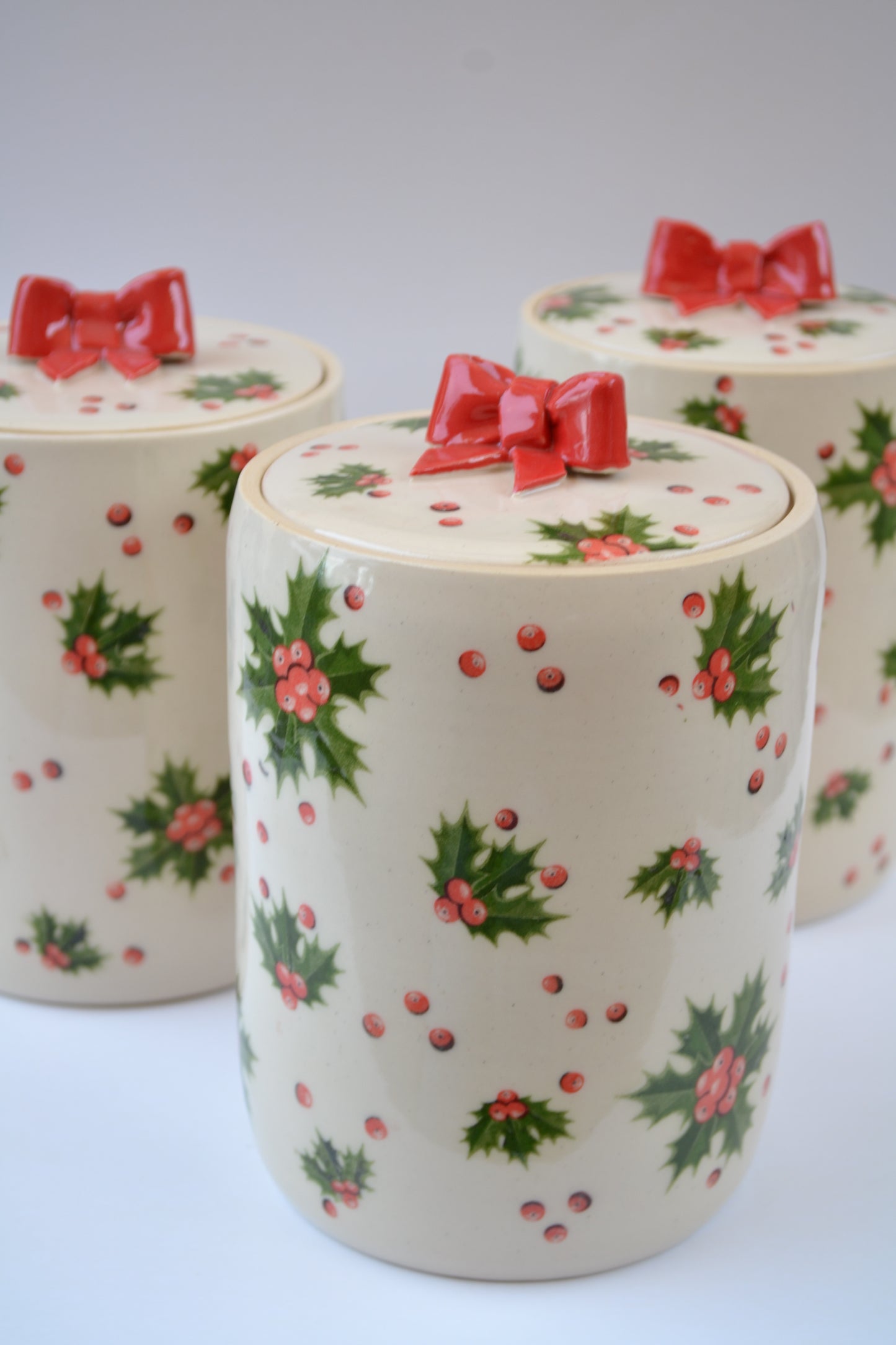 Holly Bow Candy Jar