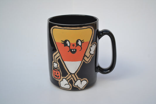 Retro Candy Corn Mug Black