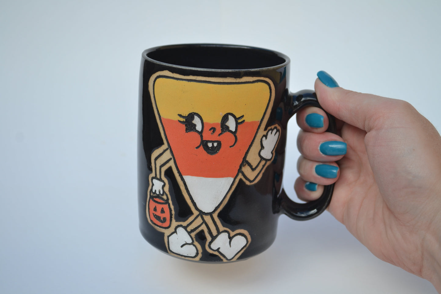 Retro Candy Corn Mug Black