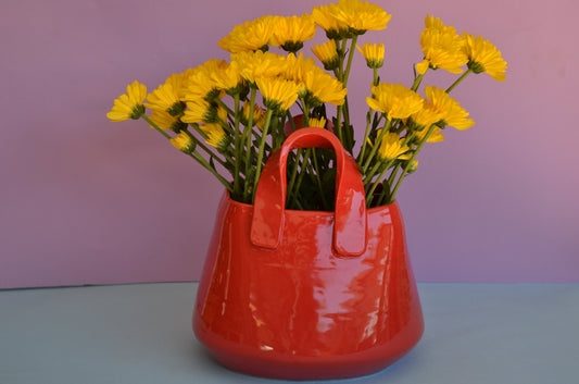 Cherry Red Purse Vase