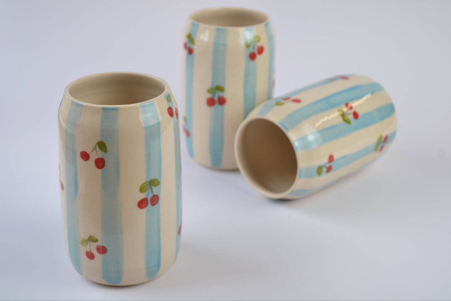 Blue Stripes & Cherries Emilie Cup