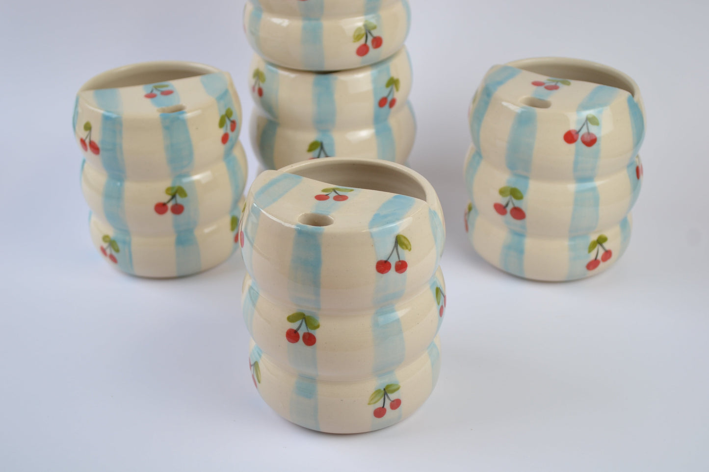 Blue Stripes & Cherries Bubble Sipper