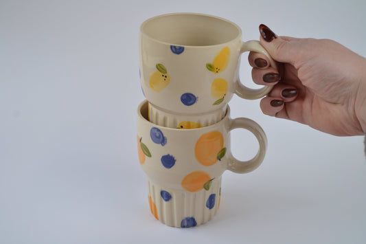 Lemons & Oranges Stacking Mugs set of 2