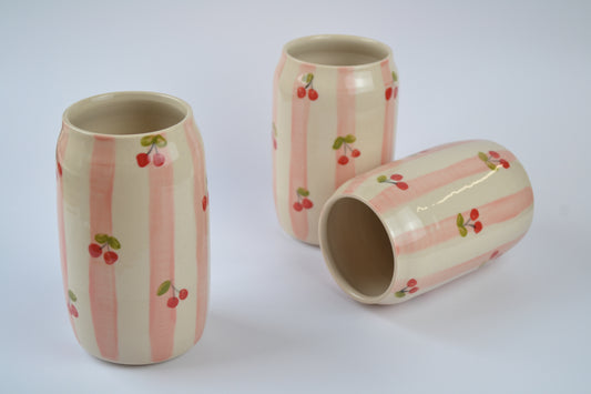 Pink Stripes & Cherries Emilie Cup