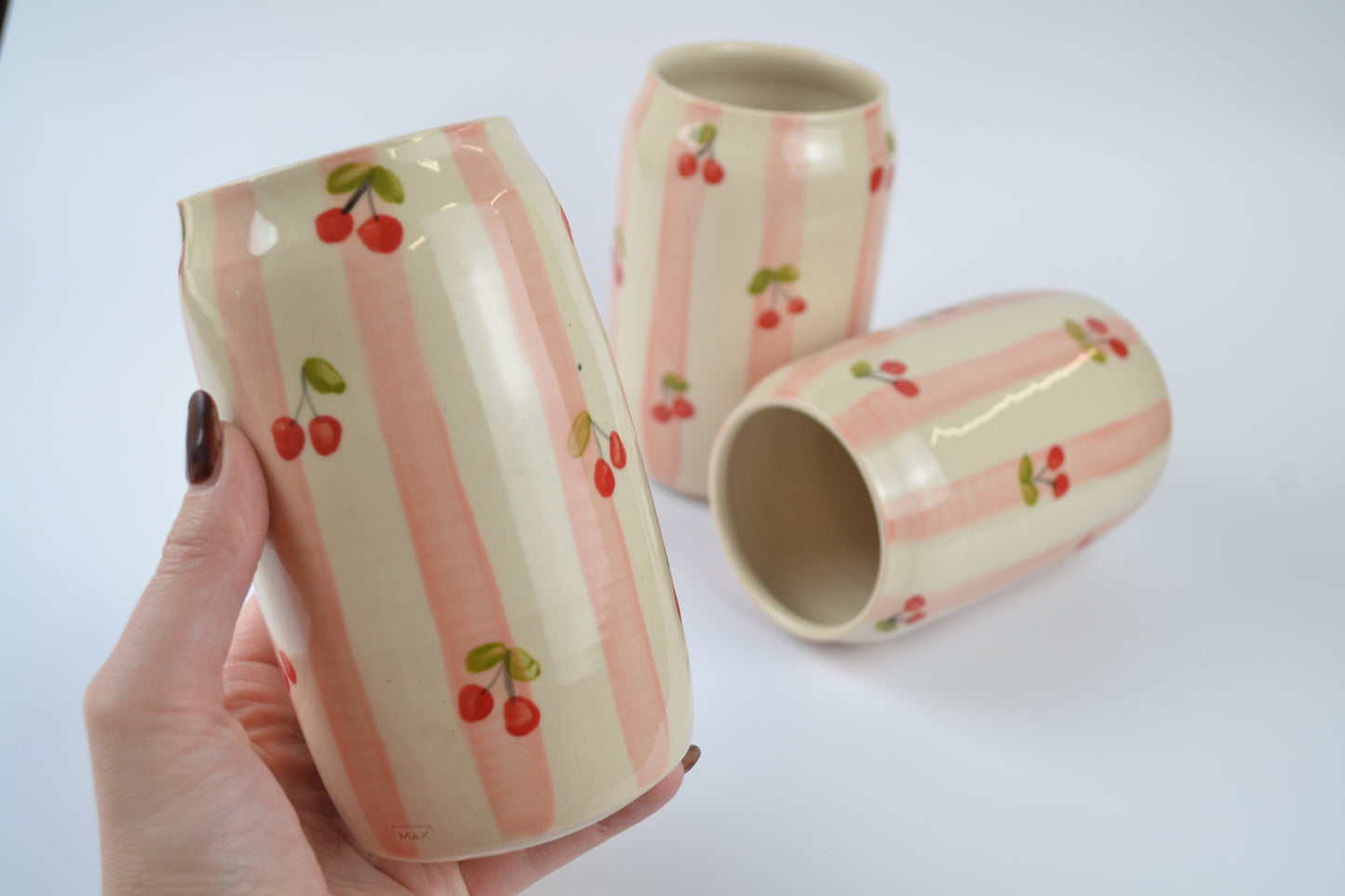 Pink Stripes & Cherries Emilie Cup
