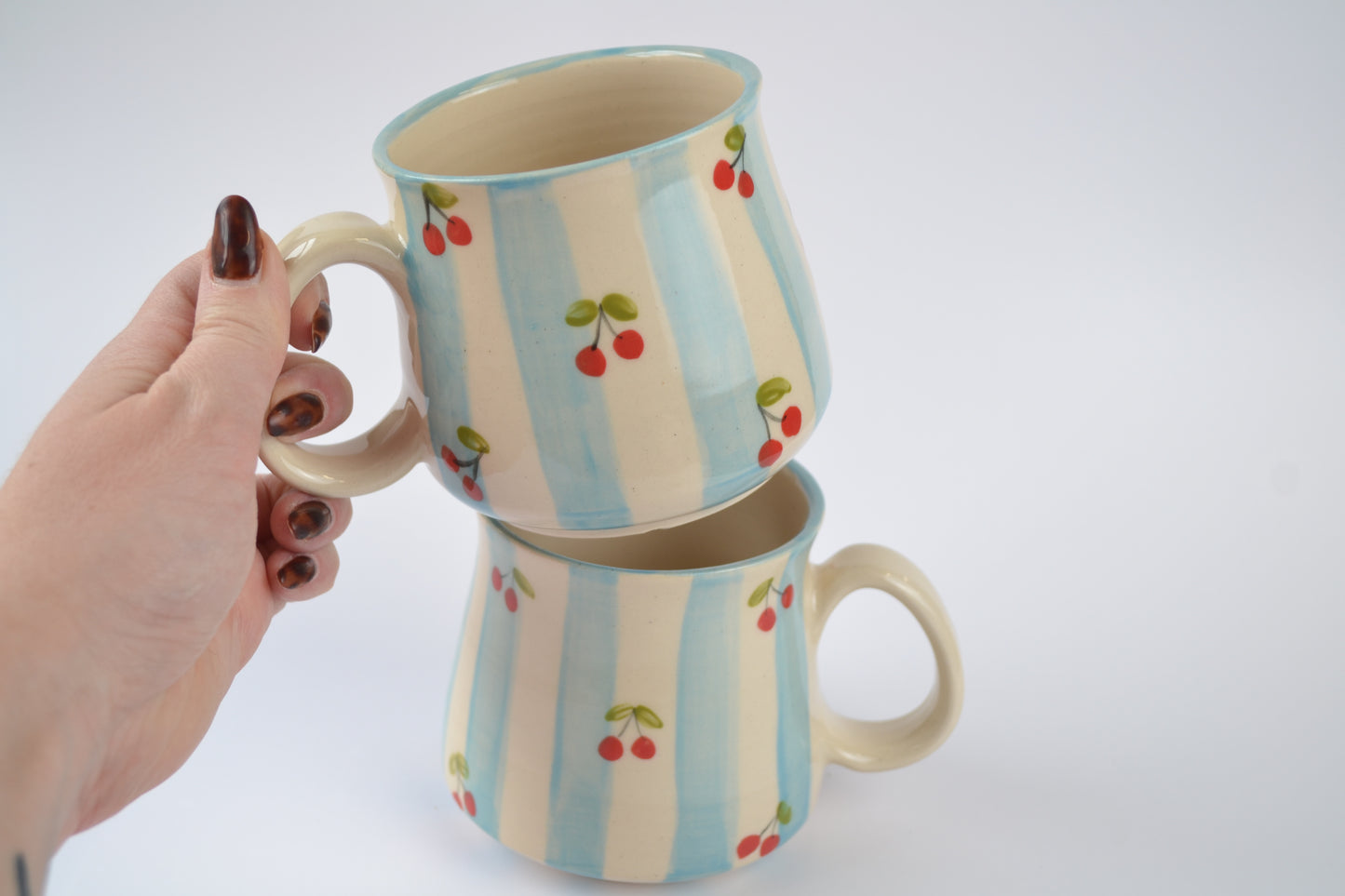 Blue Stripes & Cherries Mug