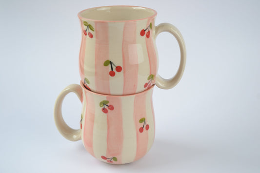 Pink Stripes & Cherries Mug