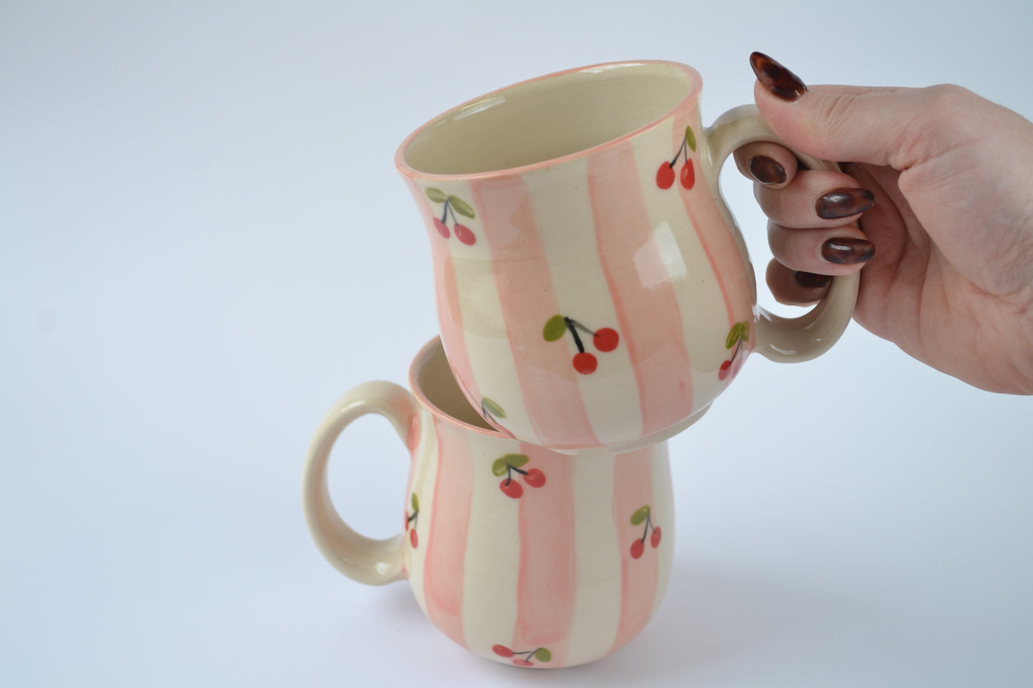 Pink Stripes & Cherries Mug