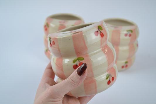 Pink Stripes & Cherries Bubble Sipper