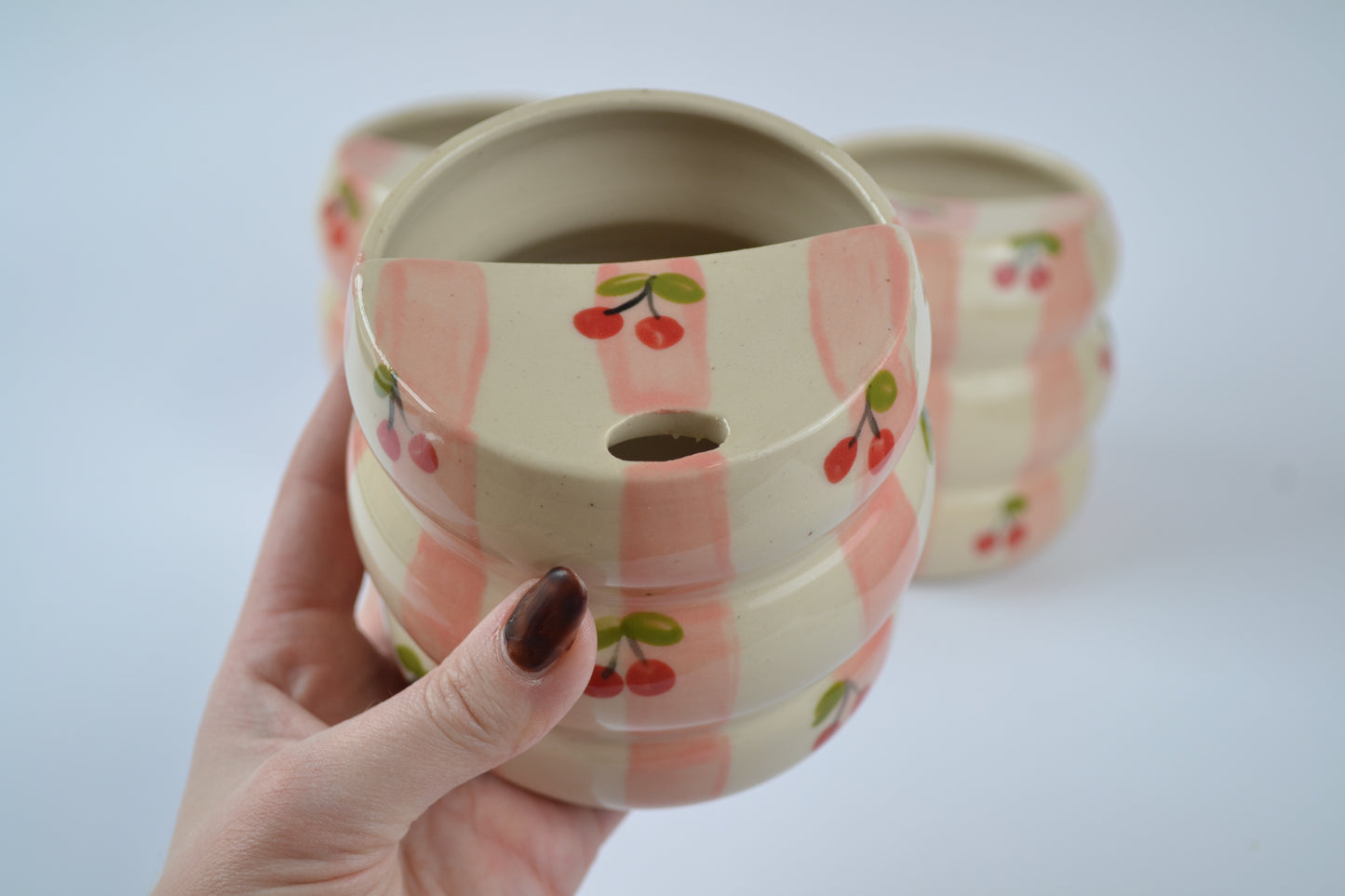 Pink Stripes & Cherries Bubble Sipper